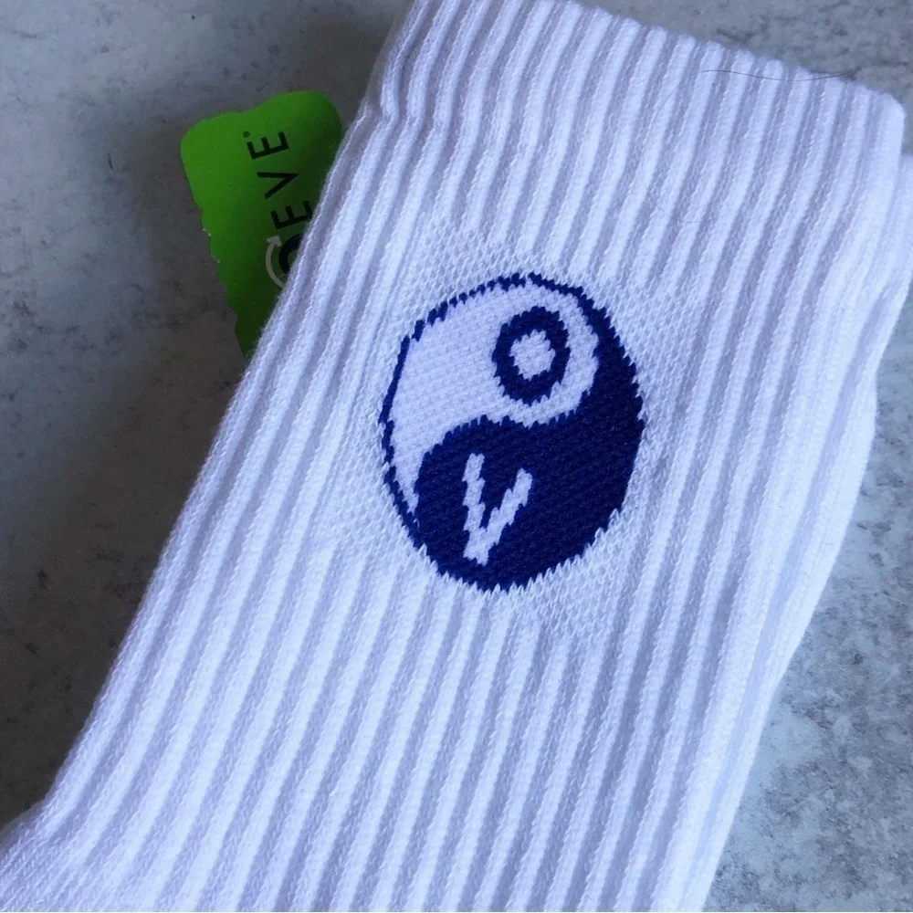 Outdoor Voices Crew Sock White Blue Single Unisex